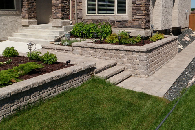 Gorgeous stone steps and retaining wall on East Oak Drive